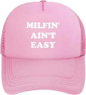 Milfin' Ain't-Easy Trucker Hats Women Men Funny Gag for Couple Vintage Baseball Cap