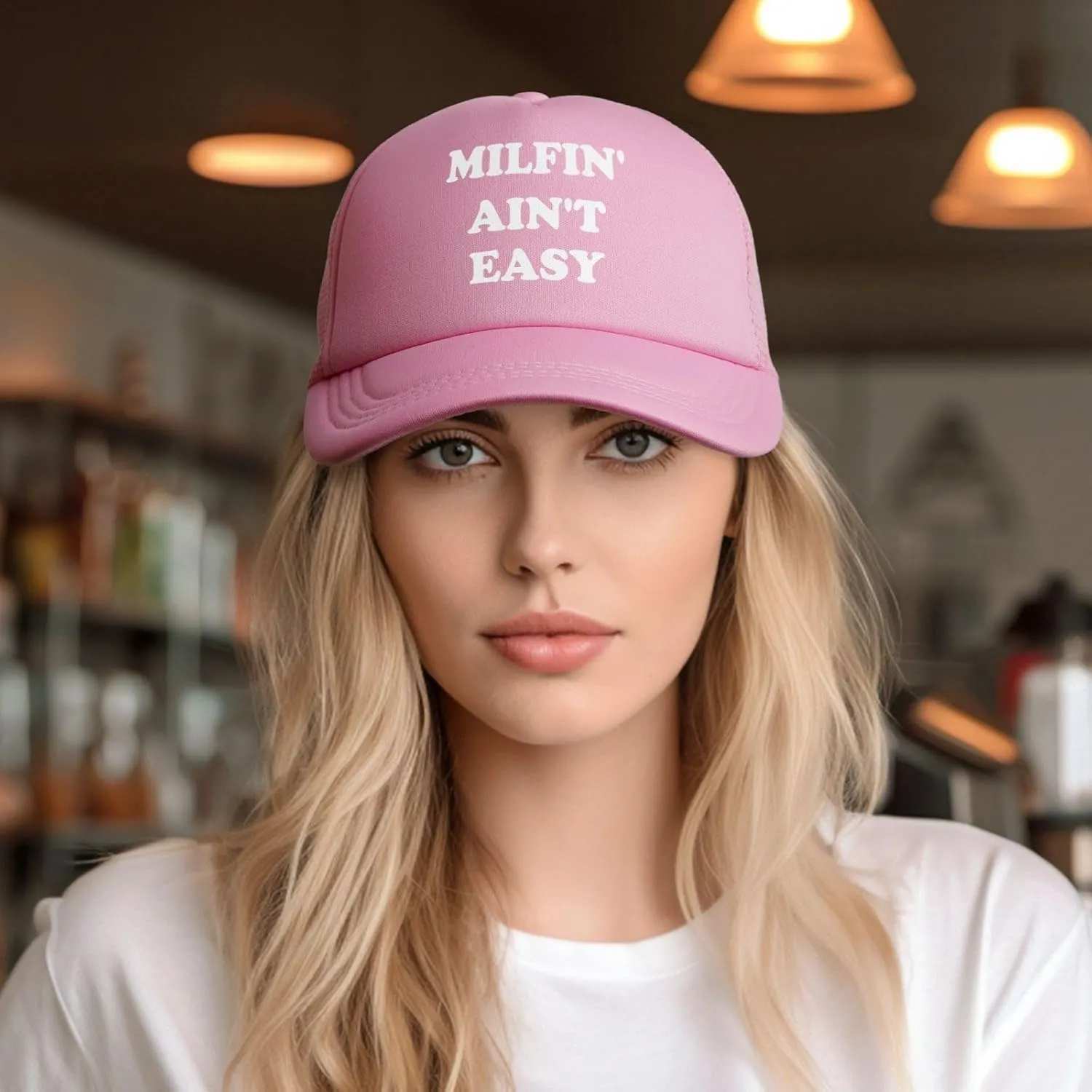 Milfin' Ain't-Easy Trucker Hats Women Men Funny Gag for Couple Vintage Baseball Cap