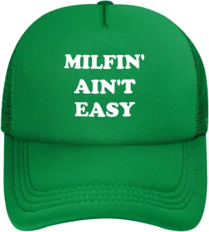 Milfin' Ain't-Easy Trucker Hats Women Men Funny Gag for Couple Vintage Baseball Cap