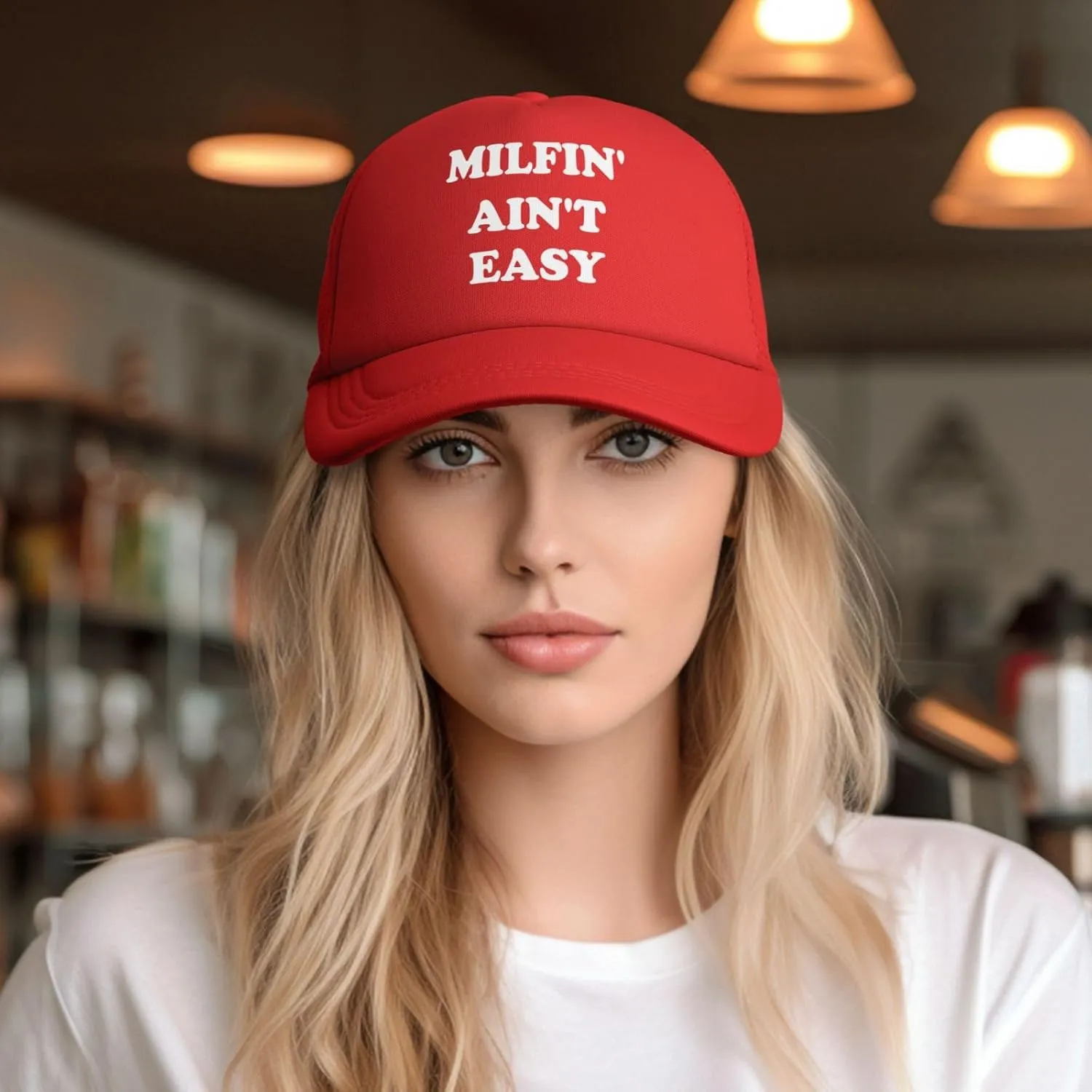 Milfin' Ain't-Easy Trucker Hats Women Men Funny Gag for Couple Vintage Baseball Cap