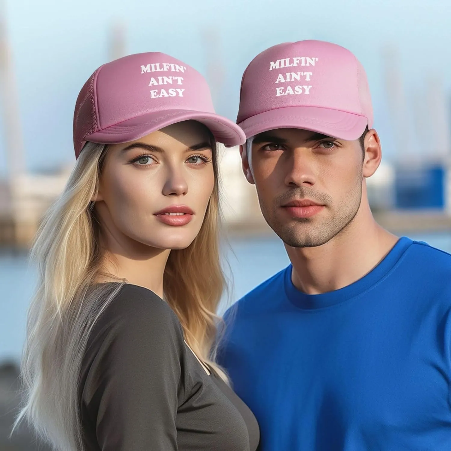 Milfin' Ain't-Easy Trucker Hats Women Men Funny Gag for Couple Vintage Baseball Cap