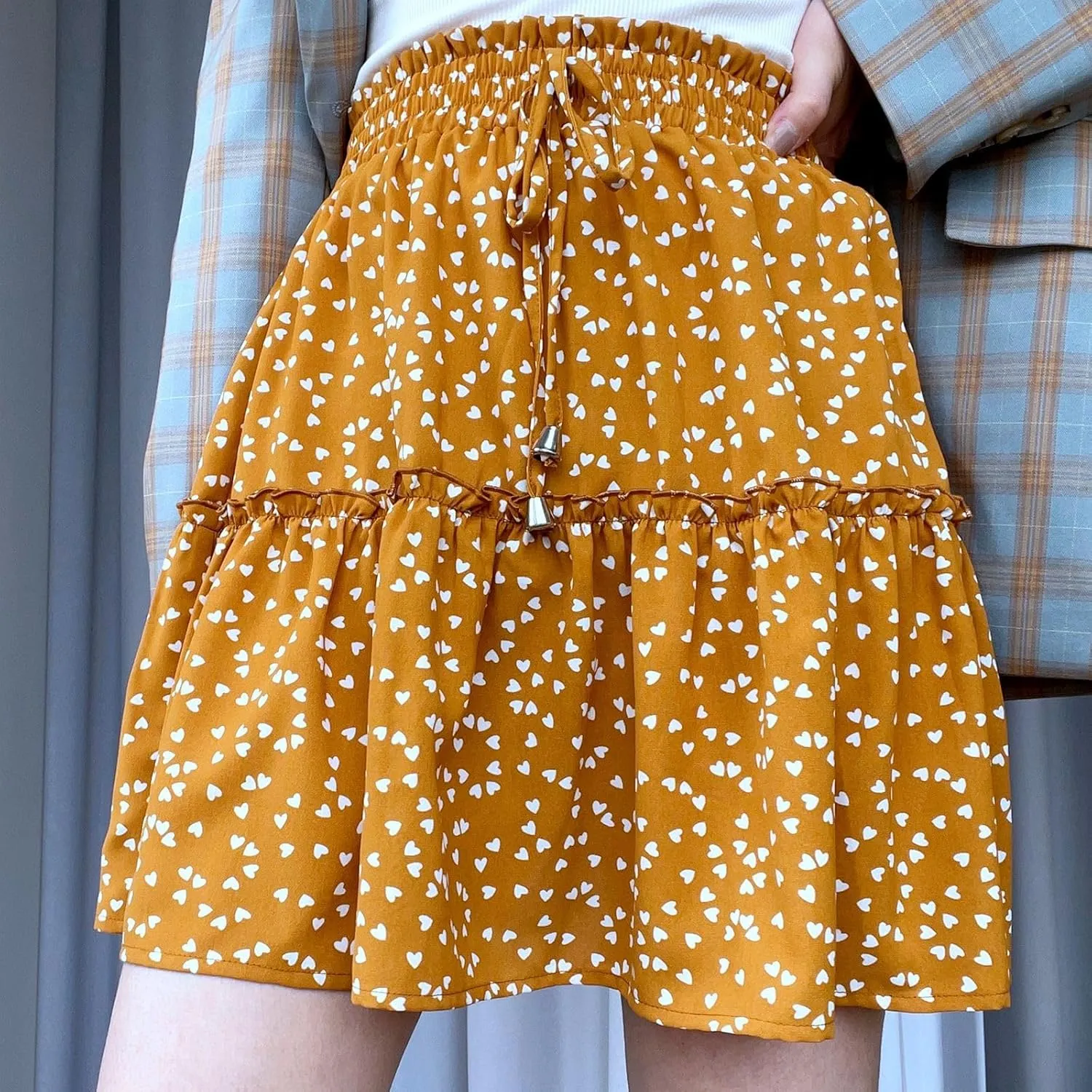 Mini Skirts for Women Trendy Summer Floral Short Skirts Drawstring High Rise Boho Beach Flowy Pleated A Line Skorts