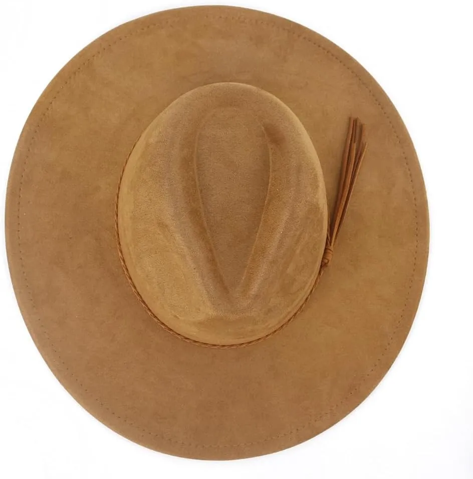 MW&FOFJR Big Wide Brim Fedora Hats for Women Men Western Suede Hat Felt Panama Hat