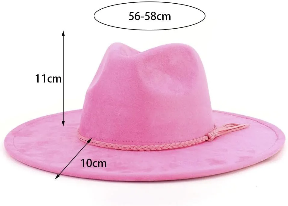 MW&FOFJR Big Wide Brim Fedora Hats for Women Men Western Suede Hat Felt Panama Hat