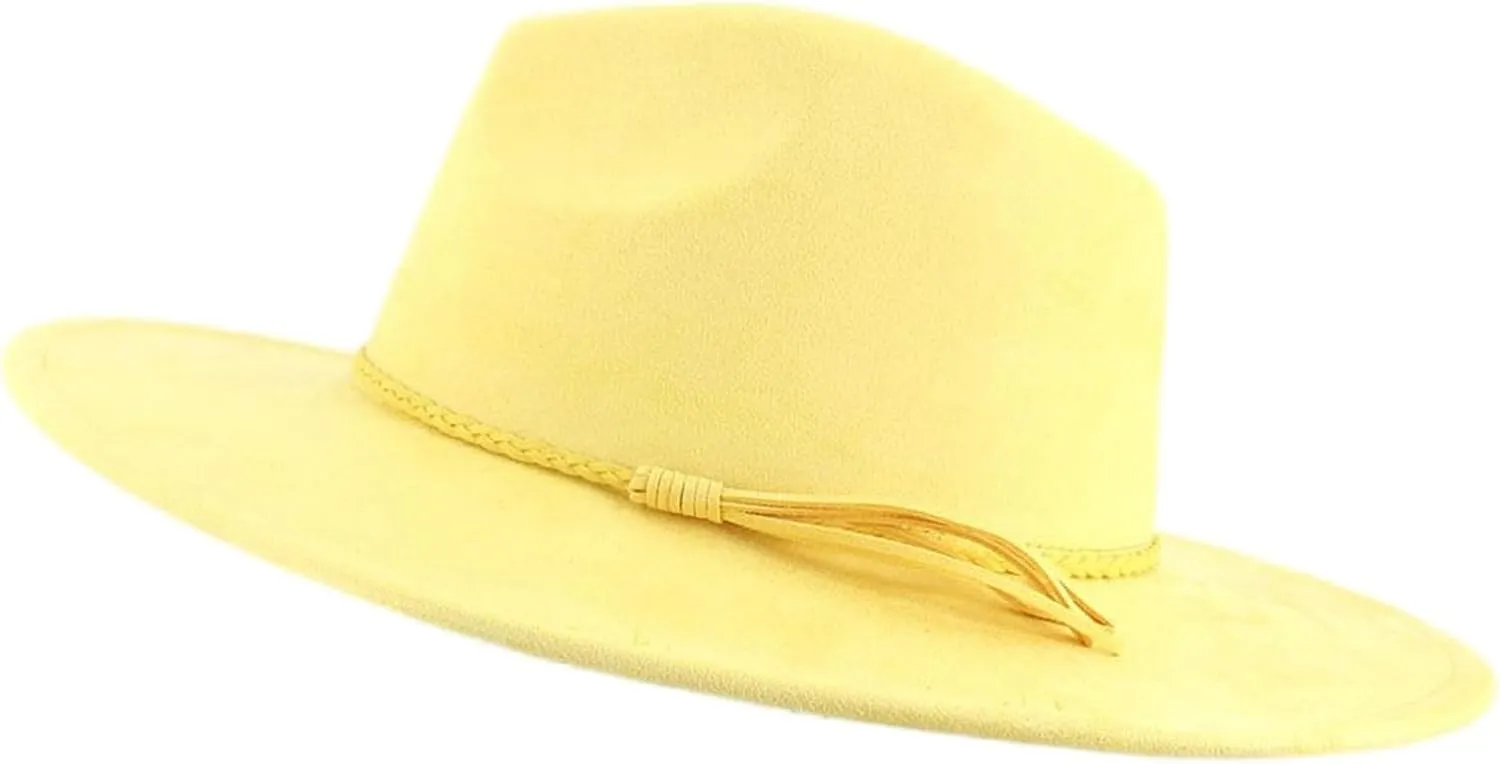 MW&FOFJR Big Wide Brim Fedora Hats for Women Men Western Suede Hat Felt Panama Hat