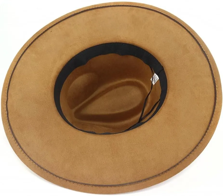 MW&FOFJR Big Wide Brim Fedora Hats for Women Men Western Suede Hat Felt Panama Hat