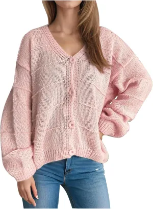 NATHGAM Cardigan Sweaters for Women Casual Lightweight Button Down Coats Oversized Chunky Cable Knit Long Sleeve Outwear