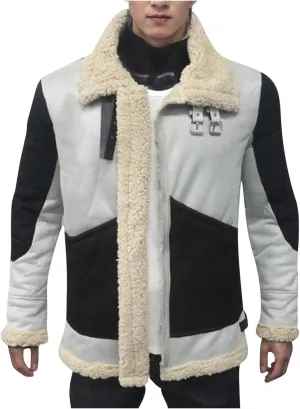 NATHGAM Mens Sherpa Lined Suede Jacket Faux Shearling Hunting Sheepskin Coat Thicken Outdoor Sport Lamb Wool Bomber Outerwear