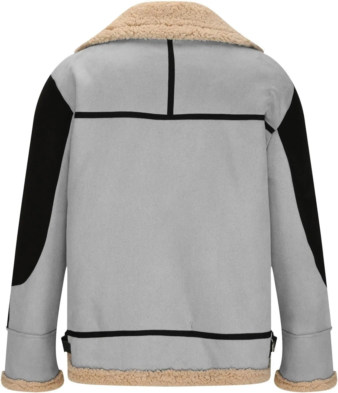 NATHGAM Mens Sherpa Lined Suede Jacket Faux Shearling Hunting Sheepskin Coat Thicken Outdoor Sport Lamb Wool Bomber Outerwear