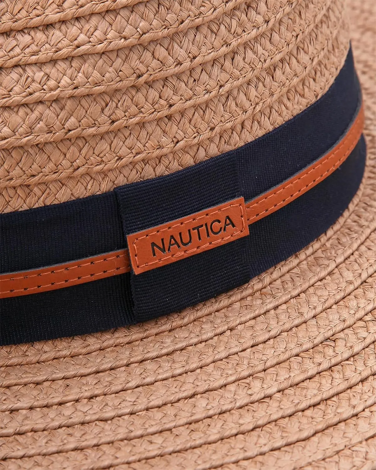 Nautica Men's Fedora Hat - Classic Brim Straw Sun Hat with UV Protection and Decorative Band for Outdoor Adventures