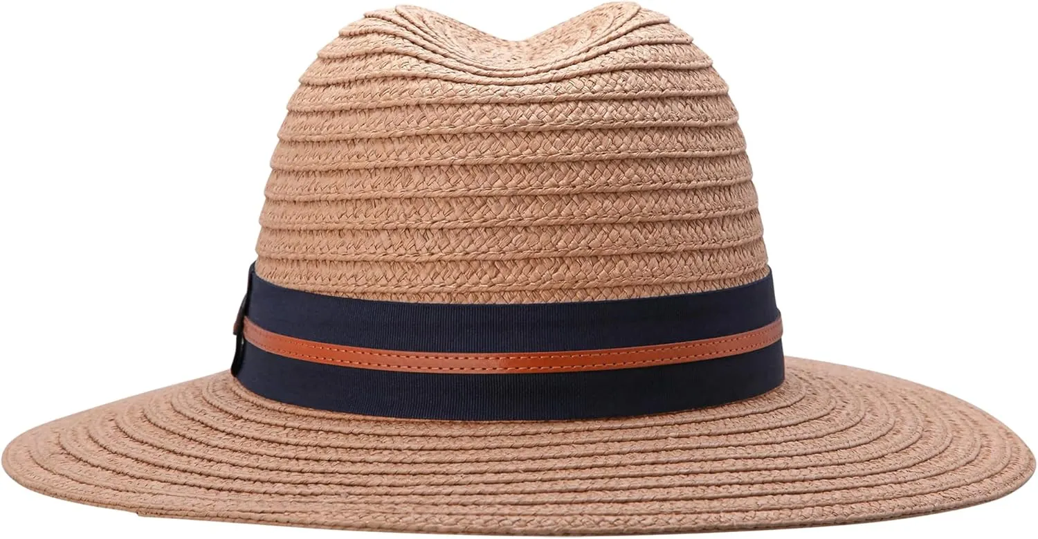 Nautica Men's Fedora Hat - Classic Brim Straw Sun Hat with UV Protection and Decorative Band for Outdoor Adventures