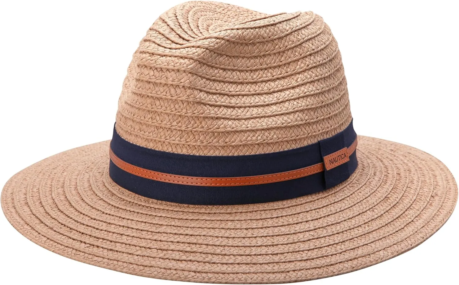 Nautica Men's Fedora Hat - Classic Brim Straw Sun Hat with UV Protection and Decorative Band for Outdoor Adventures