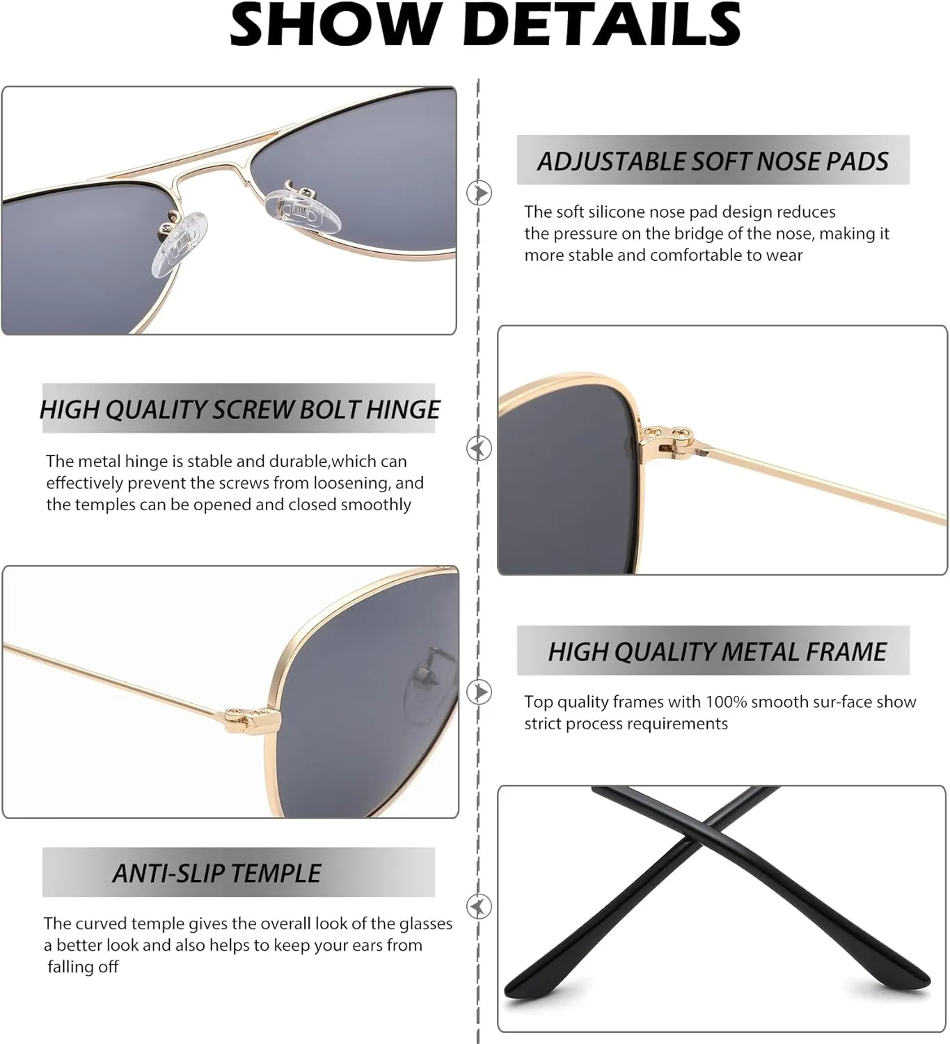 NULOOQ Kids Polarized Aviator Sunglasses – for Girls Boys Children & Cool Toddler Age 2-8, Metal Frame UV 400 Protection