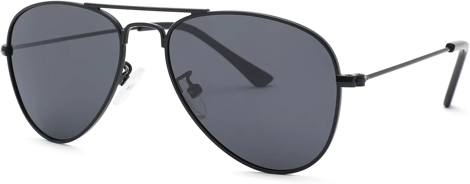 NULOOQ Kids Polarized Aviator Sunglasses – for Girls Boys Children & Cool Toddler Age 2-8, Metal Frame UV 400 Protection