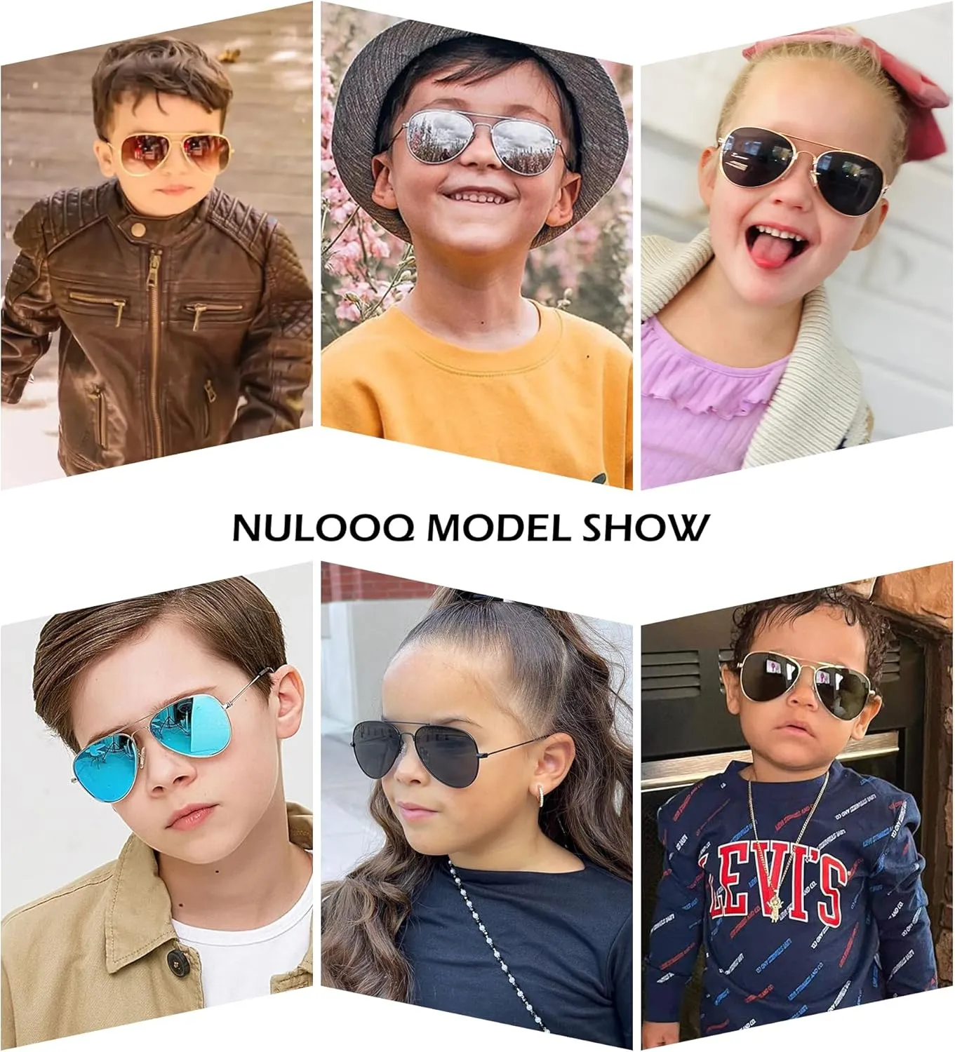NULOOQ Kids Polarized Aviator Sunglasses – for Girls Boys Children & Cool Toddler Age 2-8, Metal Frame UV 400 Protection