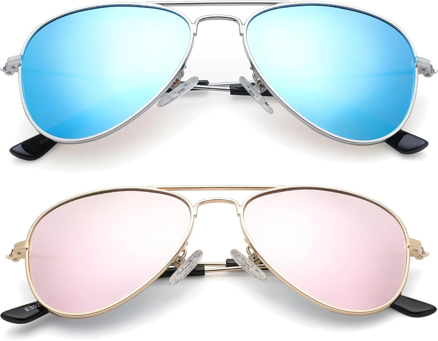 NULOOQ Kids Polarized Aviator Sunglasses – for Girls Boys Children & Cool Toddler Age 2-8, Metal Frame UV 400 Protection