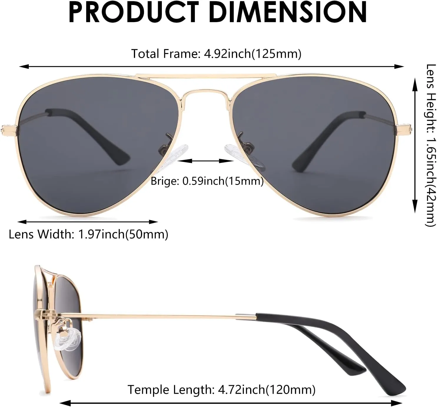 NULOOQ Kids Polarized Aviator Sunglasses – for Girls Boys Children & Cool Toddler Age 2-8, Metal Frame UV 400 Protection