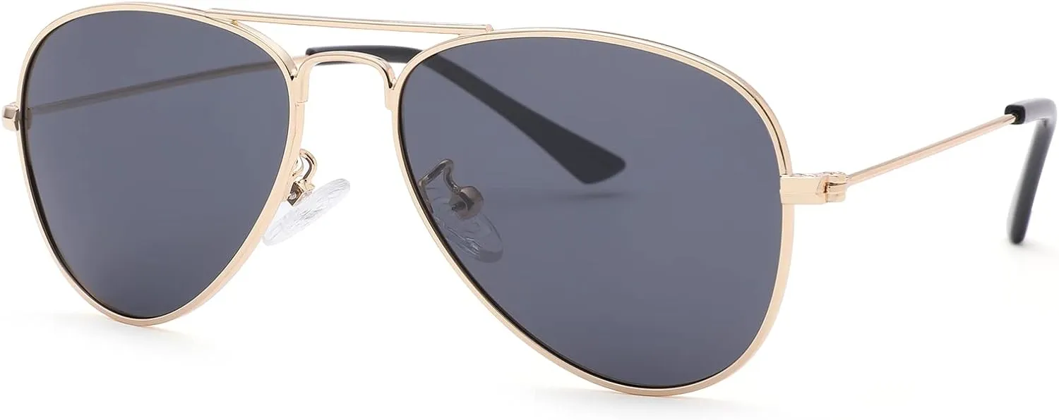 NULOOQ Kids Polarized Aviator Sunglasses – for Girls Boys Children & Cool Toddler Age 2-8, Metal Frame UV 400 Protection