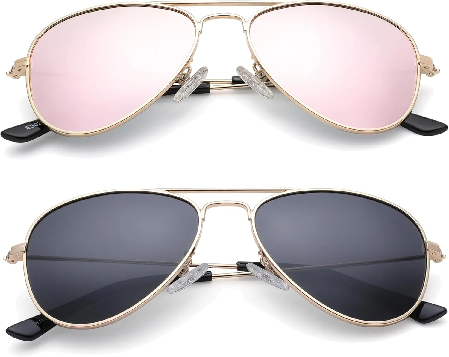 NULOOQ Kids Polarized Aviator Sunglasses – for Girls Boys Children & Cool Toddler Age 2-8, Metal Frame UV 400 Protection