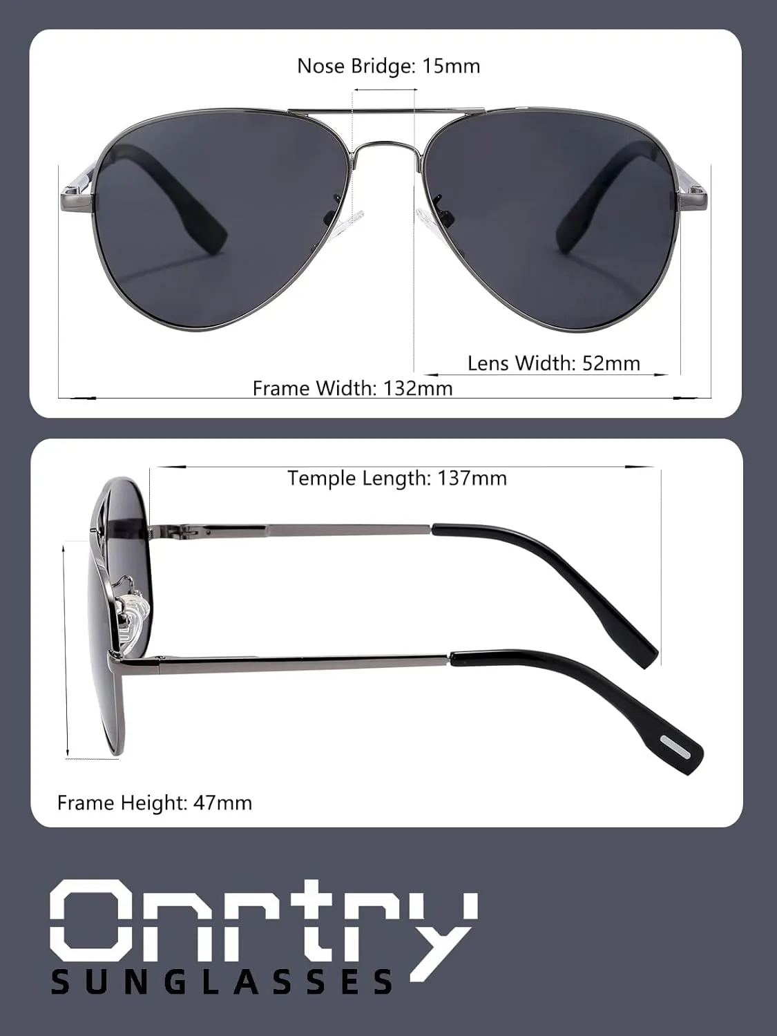 Onrtry Small Polarized Aviator Sunglasses for Boys Girls Classic Metal Frame Mirrored Lens Sun Glasses - 52MM