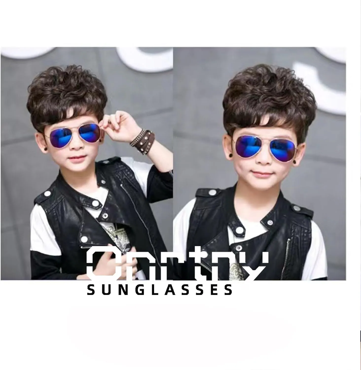 Onrtry Small Polarized Aviator Sunglasses for Boys Girls Classic Metal Frame Mirrored Lens Sun Glasses - 52MM