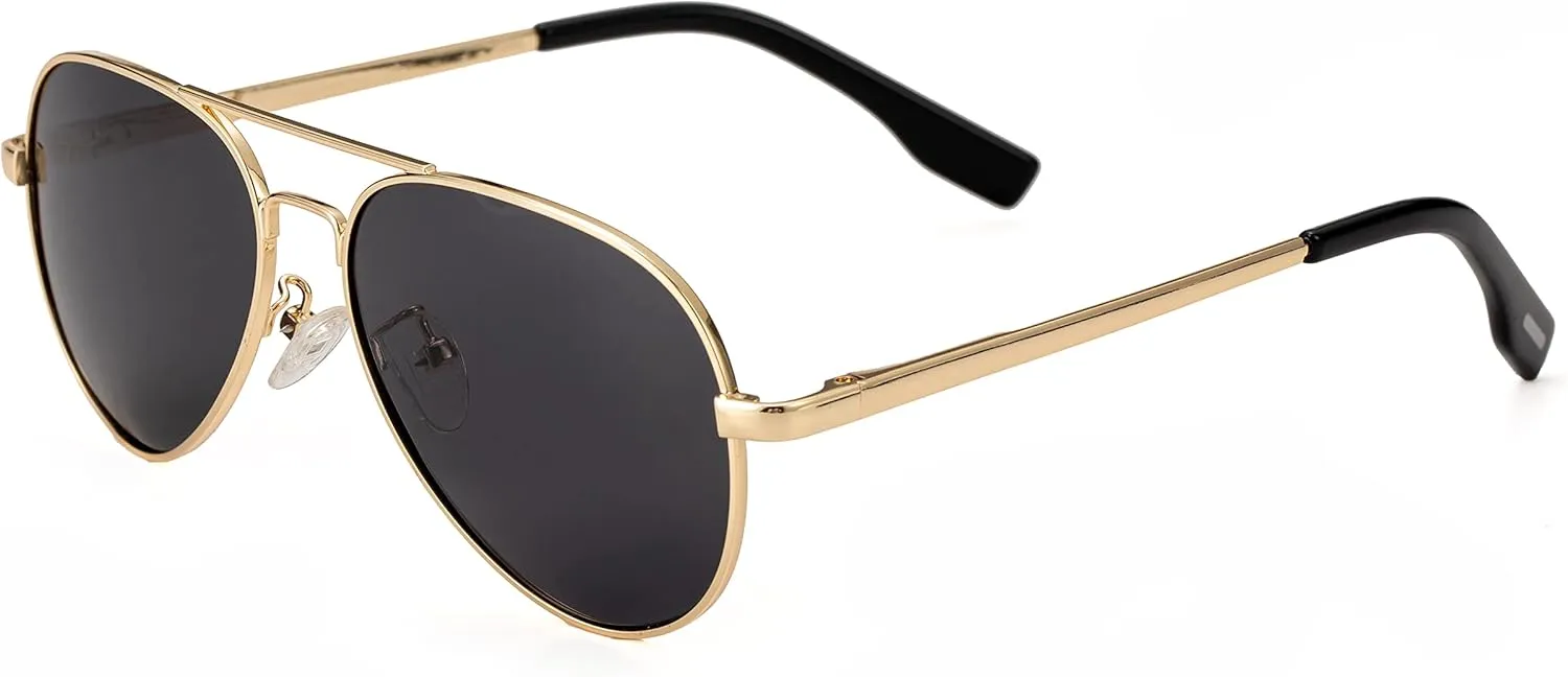 Onrtry Small Polarized Aviator Sunglasses for Boys Girls Classic Metal Frame Mirrored Lens Sun Glasses - 52MM