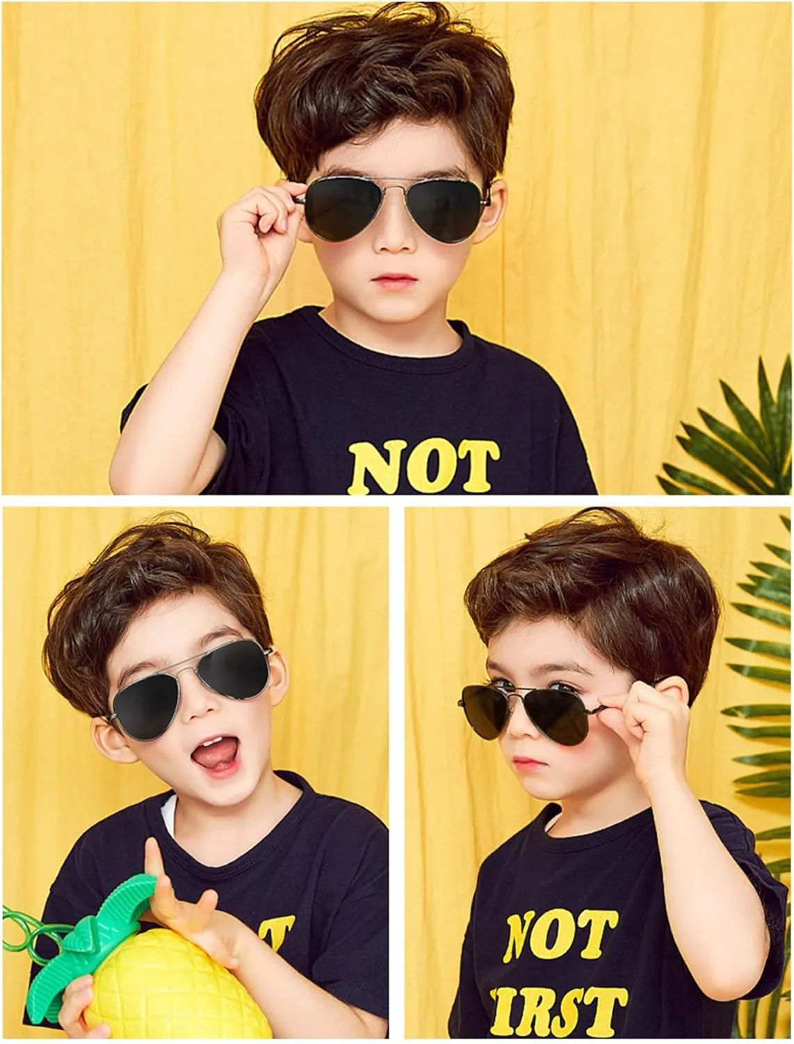 Onrtry Small Polarized Aviator Sunglasses for Boys Girls Classic Metal Frame Mirrored Lens Sun Glasses - 52MM