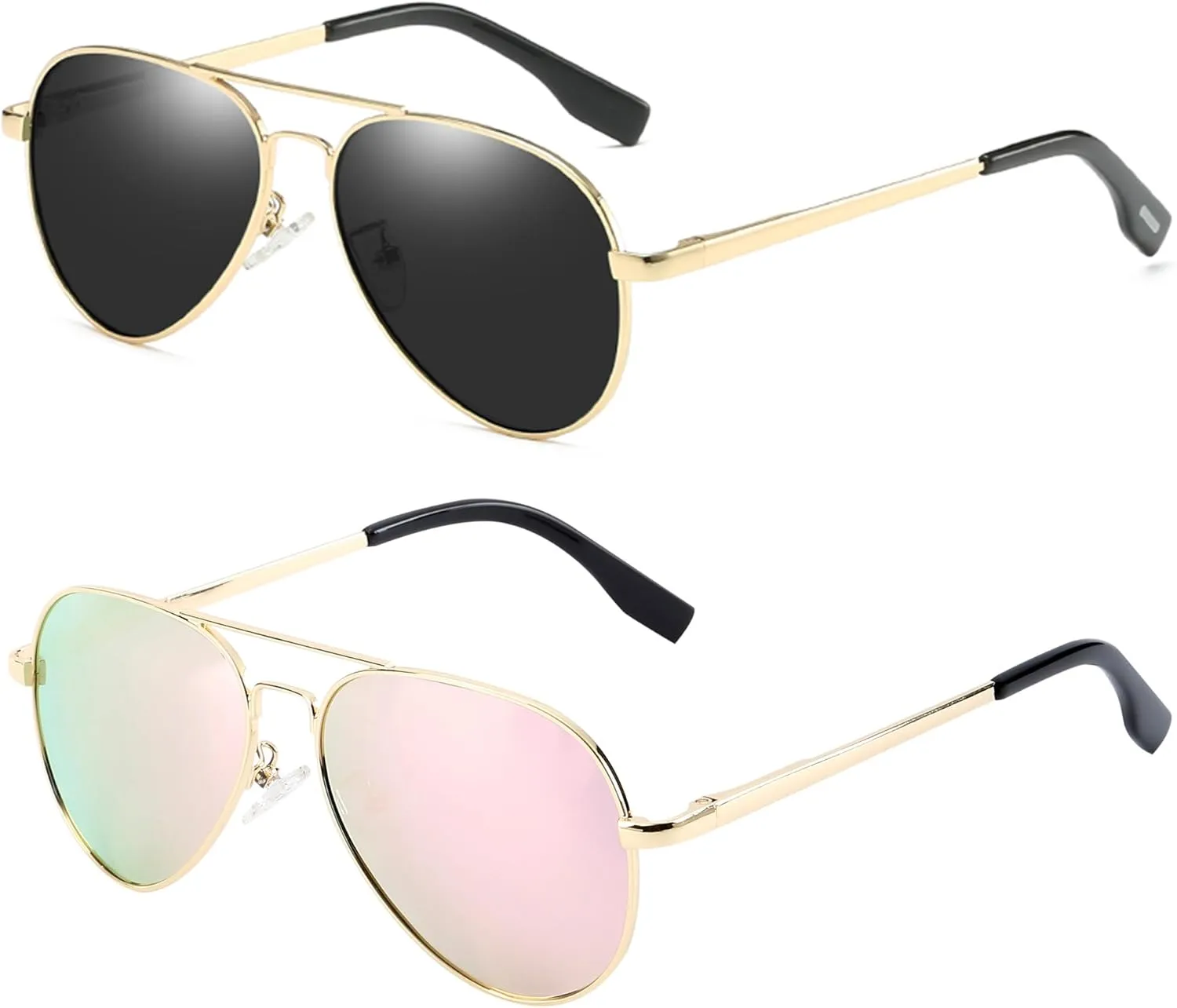 Onrtry Small Polarized Aviator Sunglasses for Boys Girls Classic Metal Frame Mirrored Lens Sun Glasses - 52MM