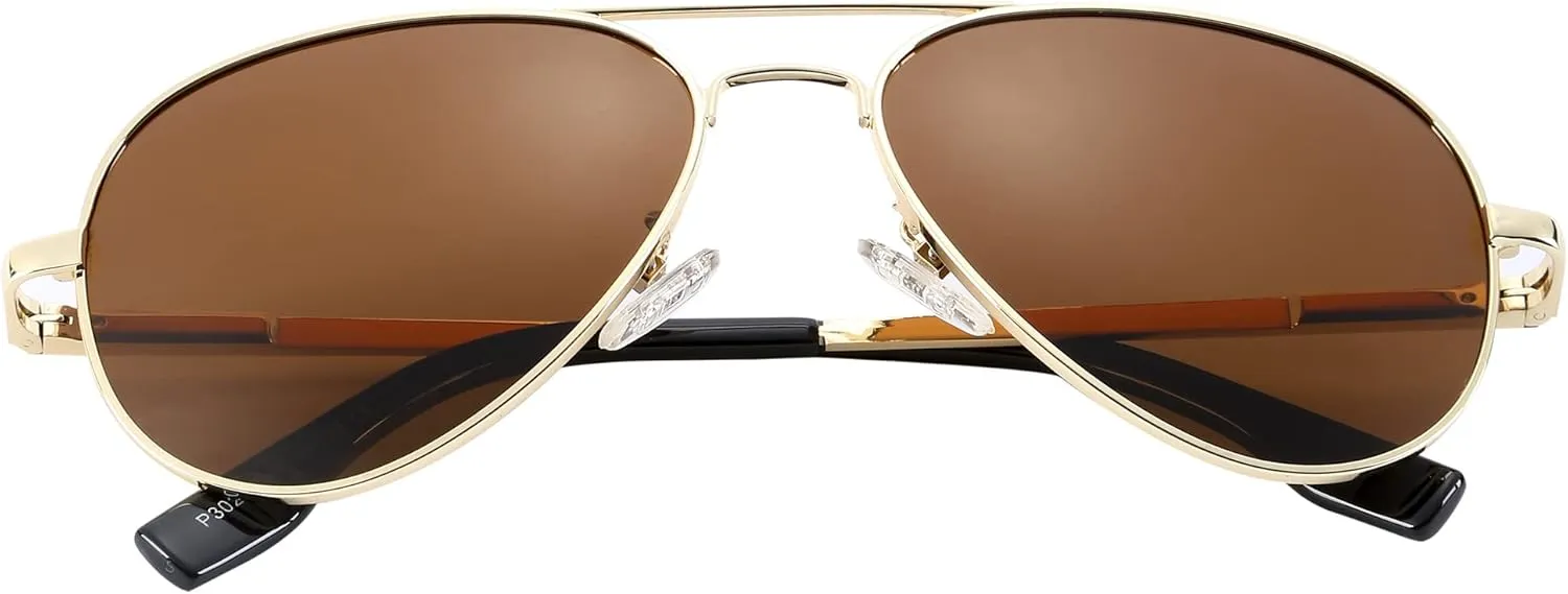 Onrtry Small Polarized Aviator Sunglasses for Boys Girls Classic Metal Frame Mirrored Lens Sun Glasses - 52MM