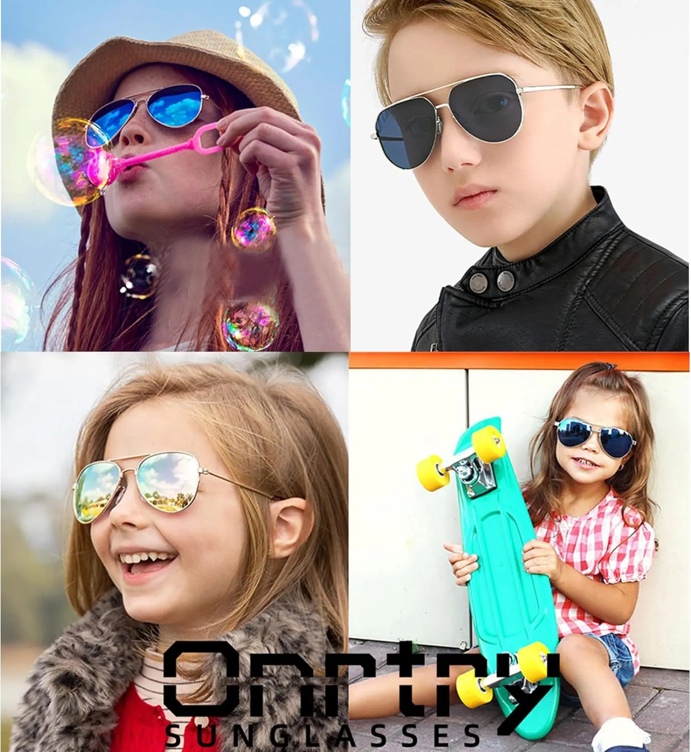 Onrtry Small Polarized Aviator Sunglasses for Boys Girls Classic Metal Frame Mirrored Lens Sun Glasses - 52MM