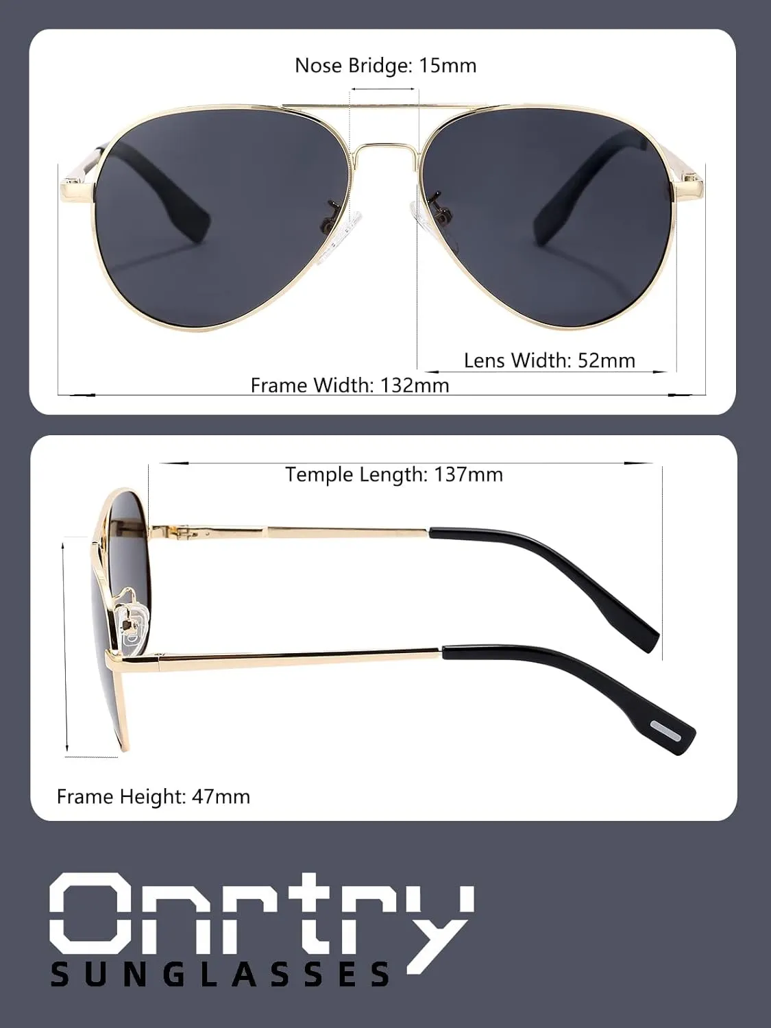 Onrtry Small Polarized Aviator Sunglasses for Boys Girls Classic Metal Frame Mirrored Lens Sun Glasses - 52MM