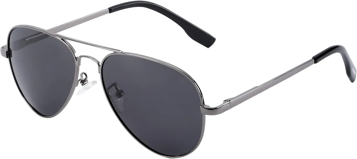 Onrtry Small Polarized Aviator Sunglasses for Boys Girls Classic Metal Frame Mirrored Lens Sun Glasses - 52MM