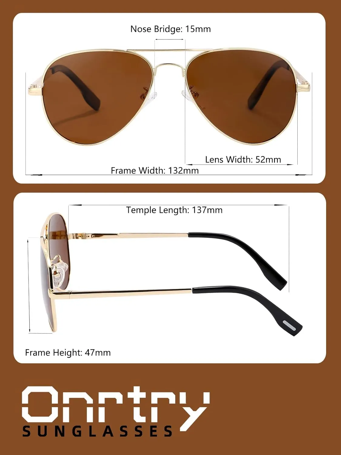 Onrtry Small Polarized Aviator Sunglasses for Boys Girls Classic Metal Frame Mirrored Lens Sun Glasses - 52MM