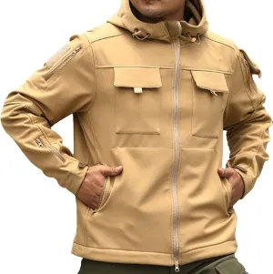 Outdoor Military Jackets for Men Long Sleeve Zip Up Hoodies Rain Jacket Men Cargo Jacket with Multi Utility Pockets