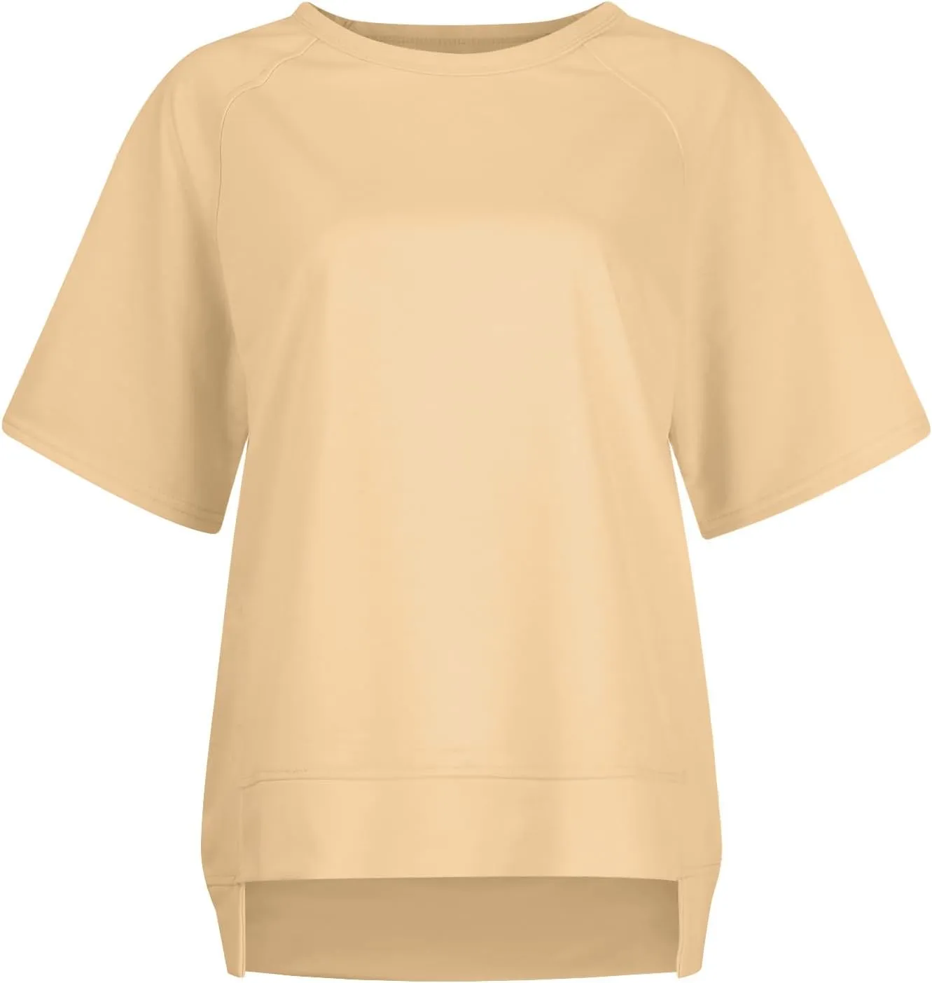 Oversized T Shirts for Women Crewneck Short Sleeve Casual Summer Tunic Tops Trendy Solid Loose Fit High Low Blouses