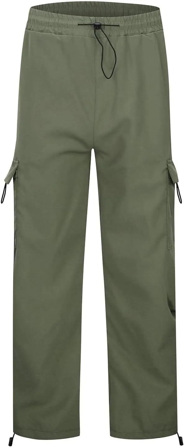 Parachute Pants for Women Elastic High Waist Cargo Pants Y2K Quick Dry Joggers Baggy Lounge Trousers Multiple Pockets