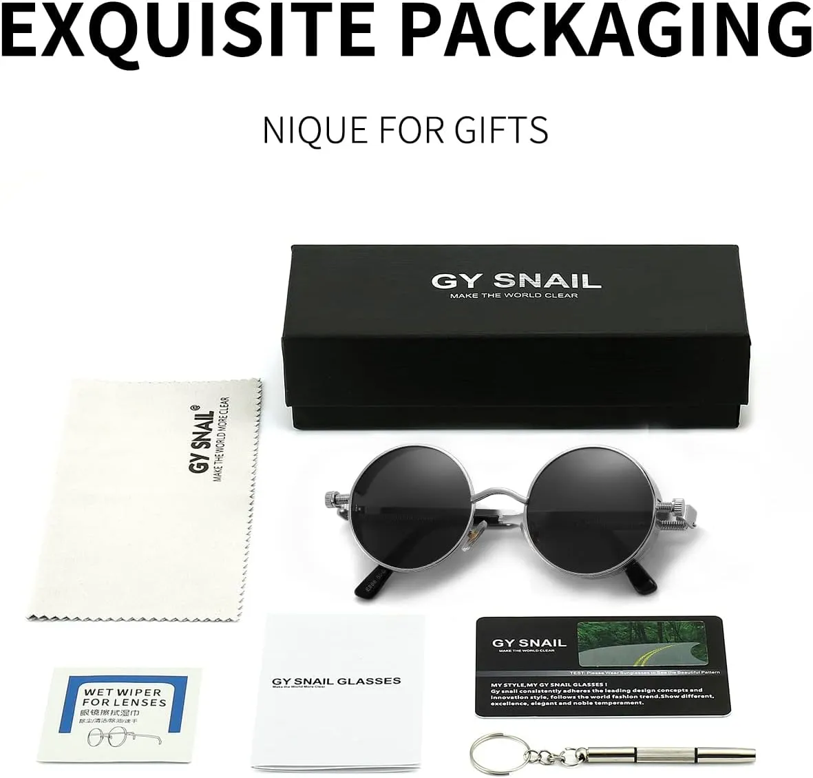 Polarized Steampunk Sunglasses, Round Lennon Shades for Outdoor Activities, Fashion Cool Eyewear