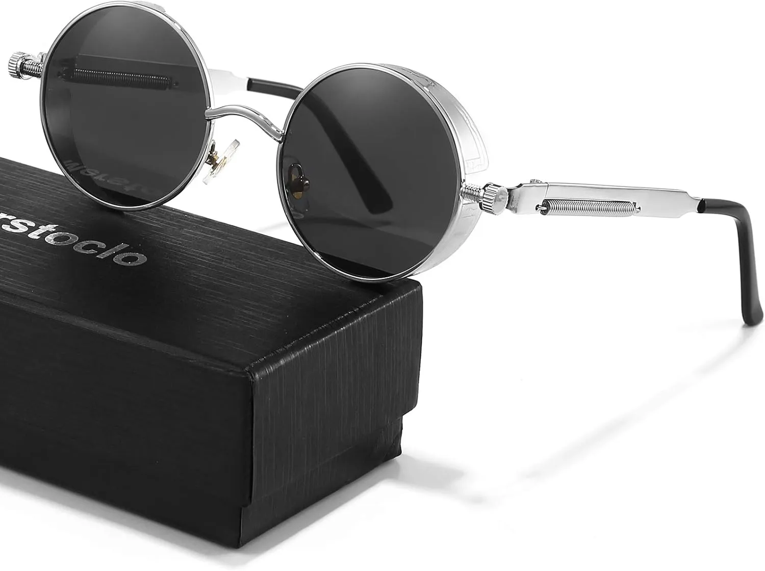 Polarized Steampunk Sunglasses, Round Lennon Shades for Outdoor Activities, Fashion Cool Eyewear