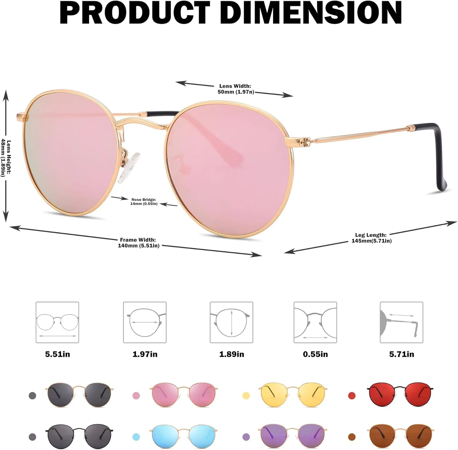 Pro Acme Small Round Metal Polarized Sunglasses for Women Retro Designer Style