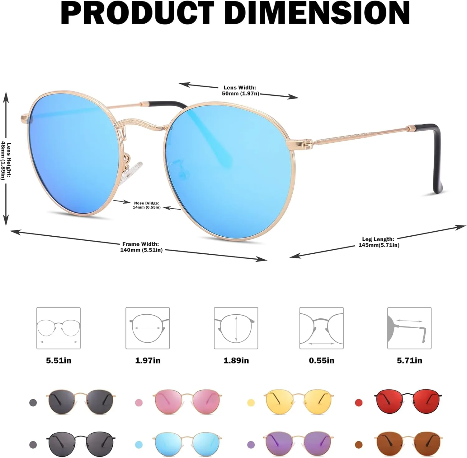 Pro Acme Small Round Metal Polarized Sunglasses for Women Retro Designer Style
