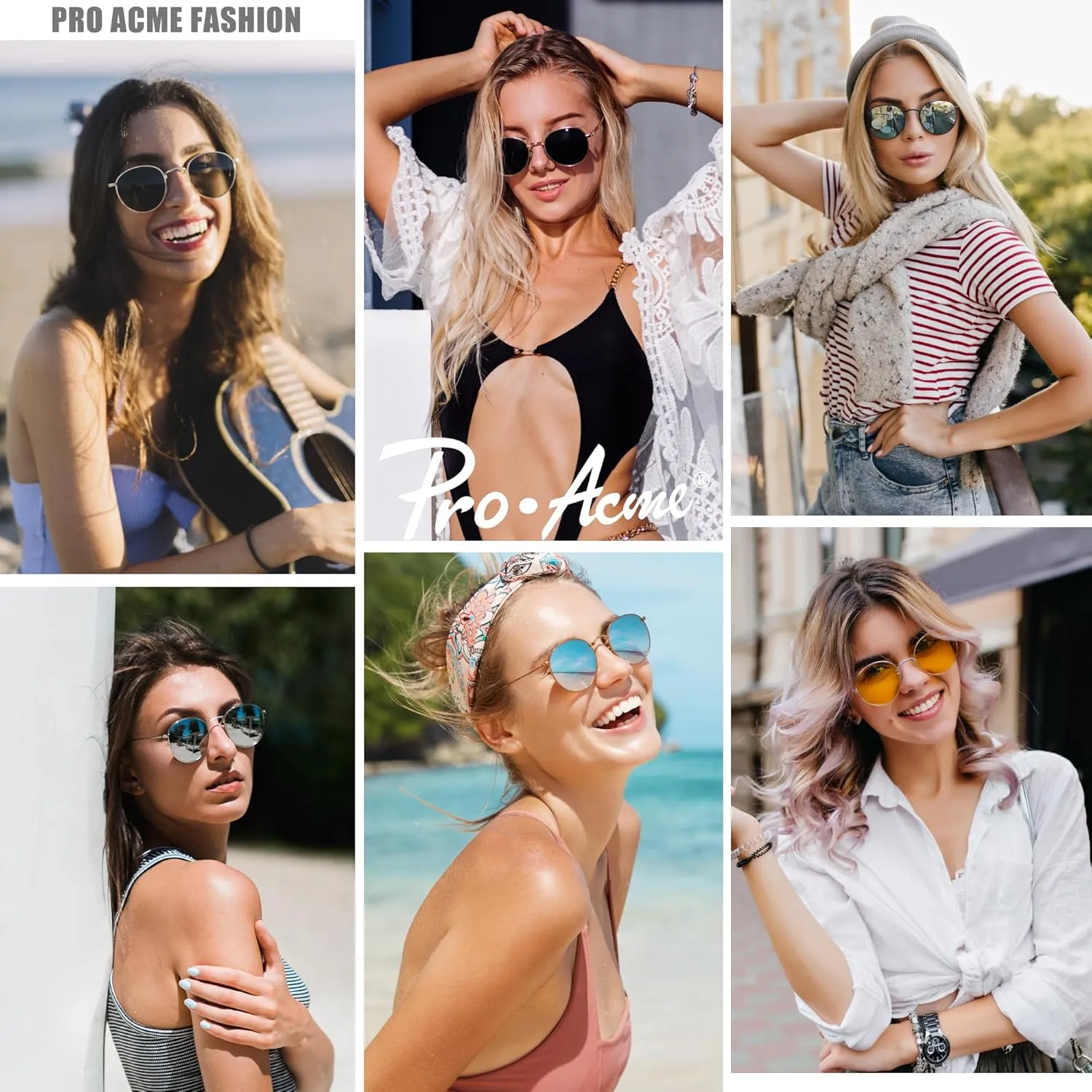 Pro Acme Small Round Metal Polarized Sunglasses for Women Retro Designer Style