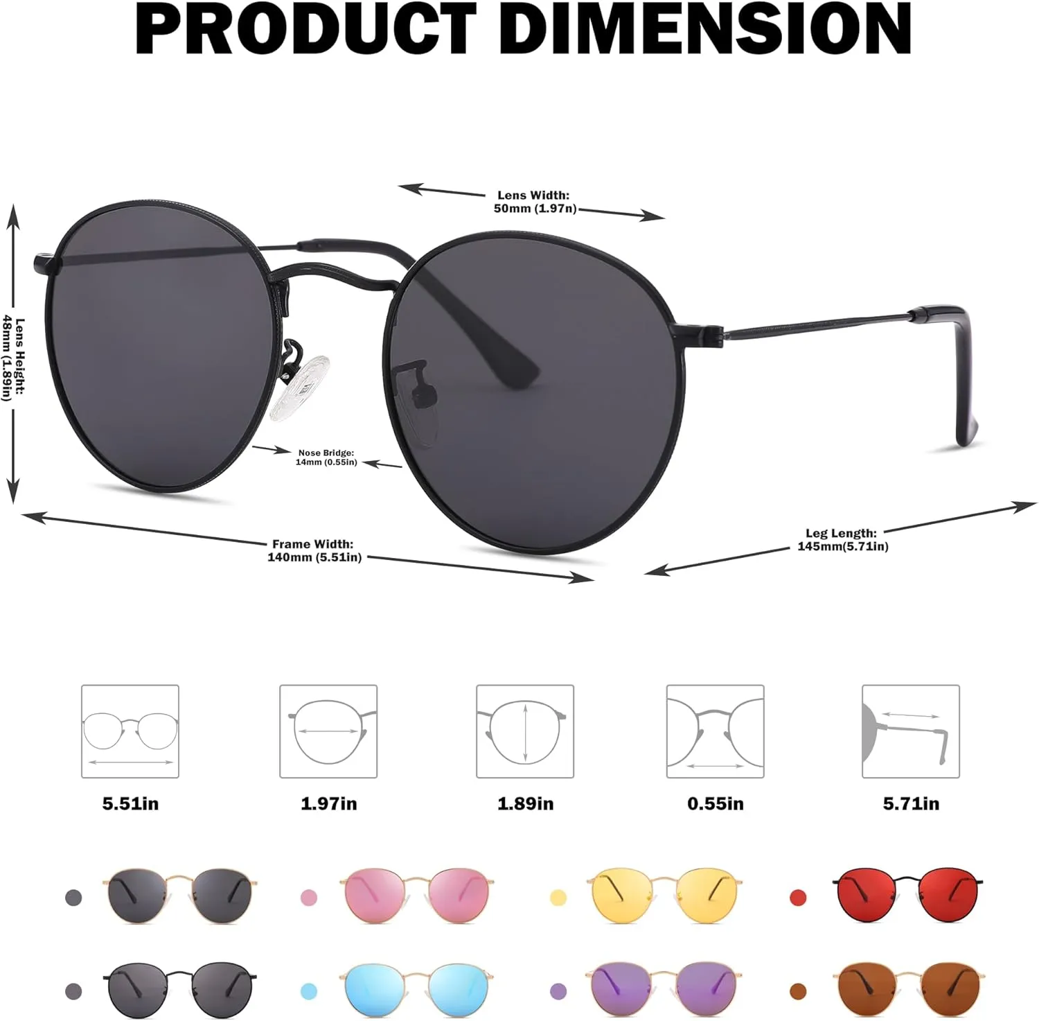 Pro Acme Small Round Metal Polarized Sunglasses for Women Retro Designer Style