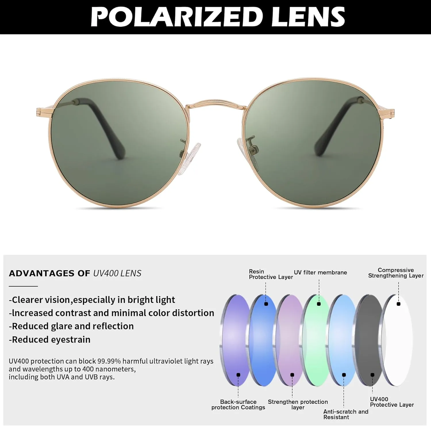 Pro Acme Small Round Metal Polarized Sunglasses for Women Retro Designer Style