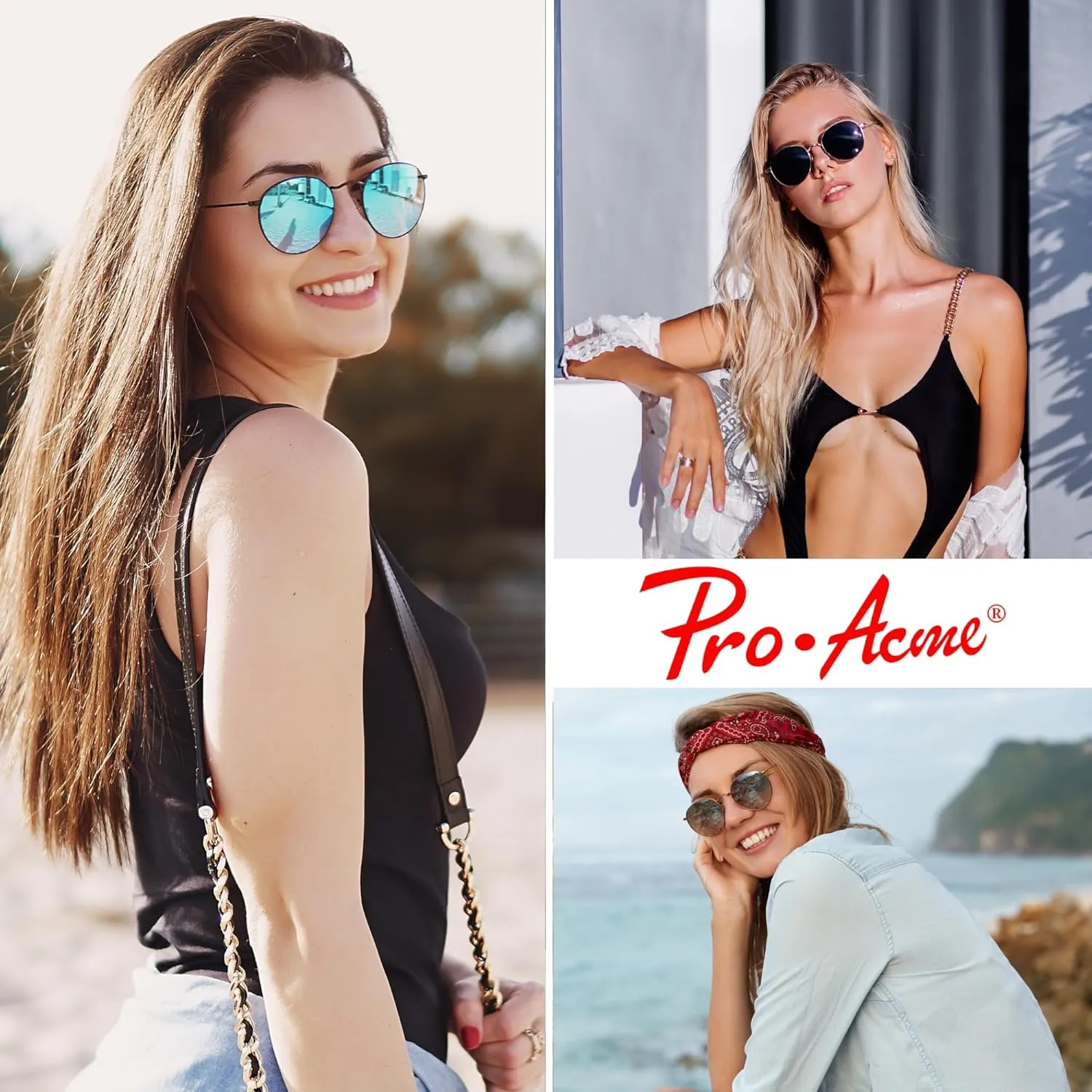 Pro Acme Small Round Metal Polarized Sunglasses for Women Retro Designer Style