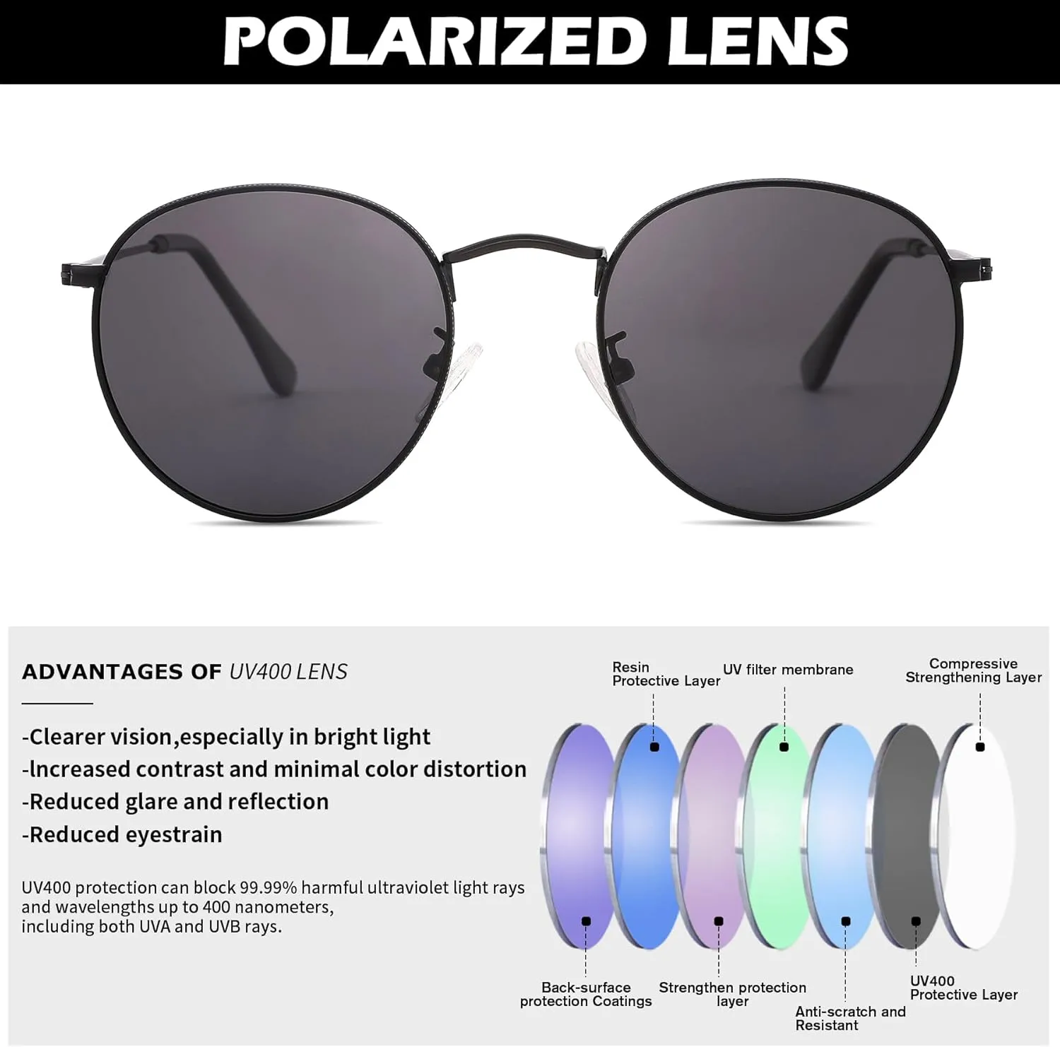 Pro Acme Small Round Metal Polarized Sunglasses for Women Retro Designer Style