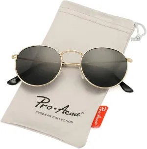 Pro Acme Small Round Metal Polarized Sunglasses for Women Retro Designer Style