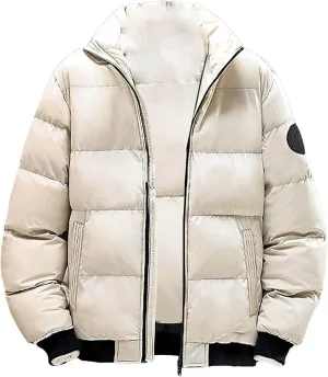 Puffer Jacket Men with Hood Warm Insulated Lightweight Hooded Down Coats Outdoor Winter Windproof Waterproof Jackets Zip up Jacket Lightweight Men Puffer(ZC-Grey,Large)