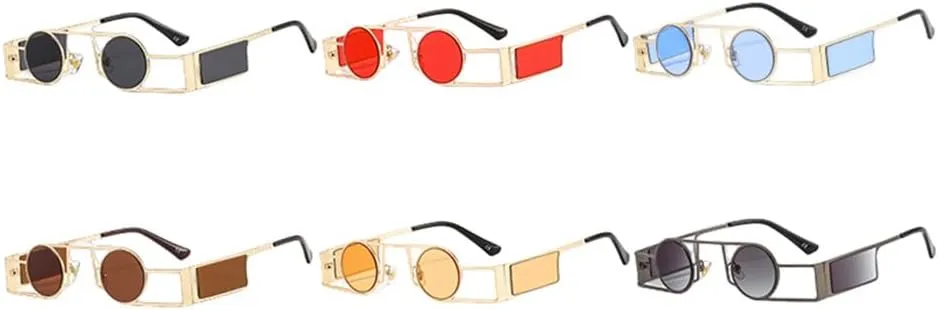 Punk Men Round Sunglasses Vintage Women Retro Round Sun Glasses Female Unique Metal Steampunk Eyewear UV400