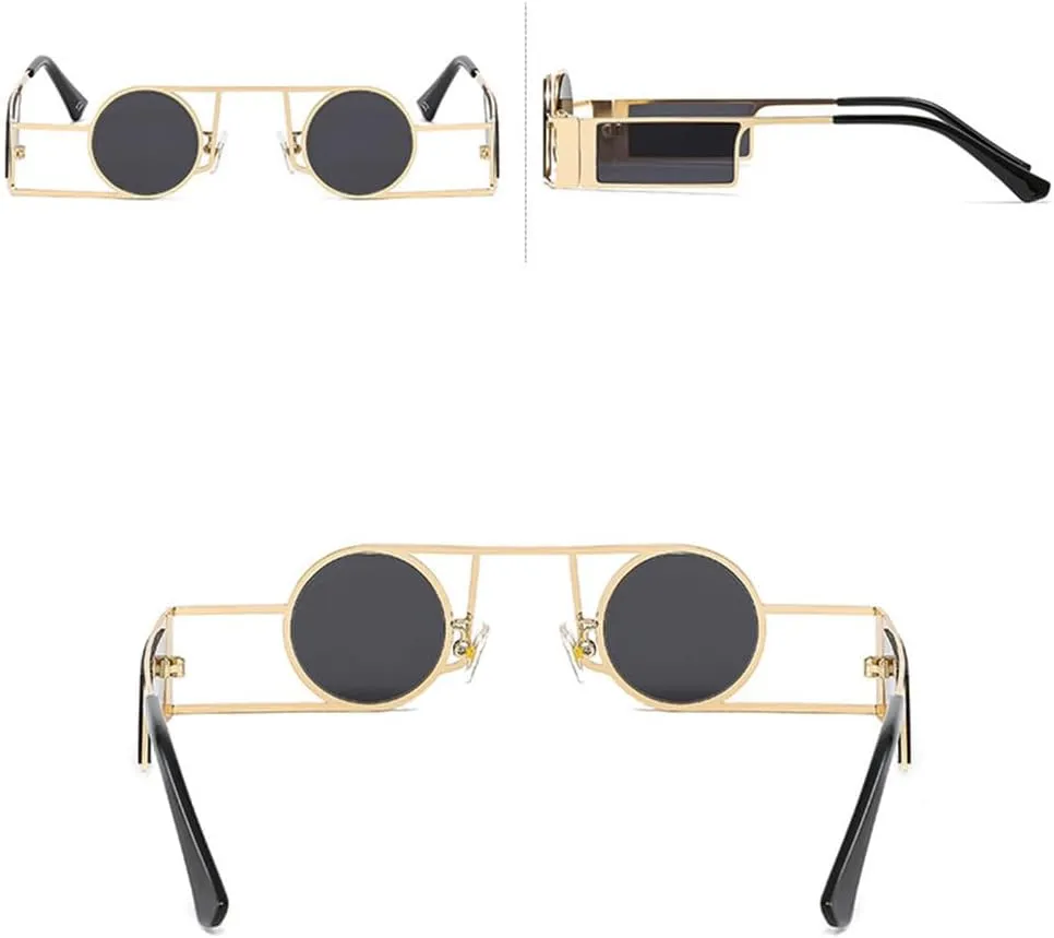 Punk Men Round Sunglasses Vintage Women Retro Round Sun Glasses Female Unique Metal Steampunk Eyewear UV400