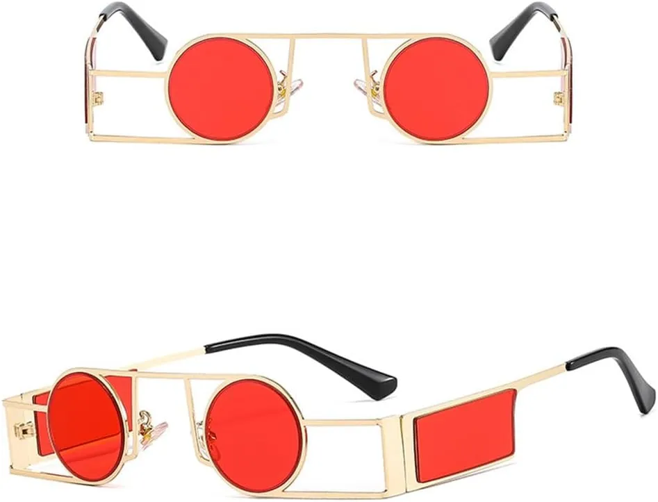 Punk Men Round Sunglasses Vintage Women Retro Round Sun Glasses Female Unique Metal Steampunk Eyewear UV400